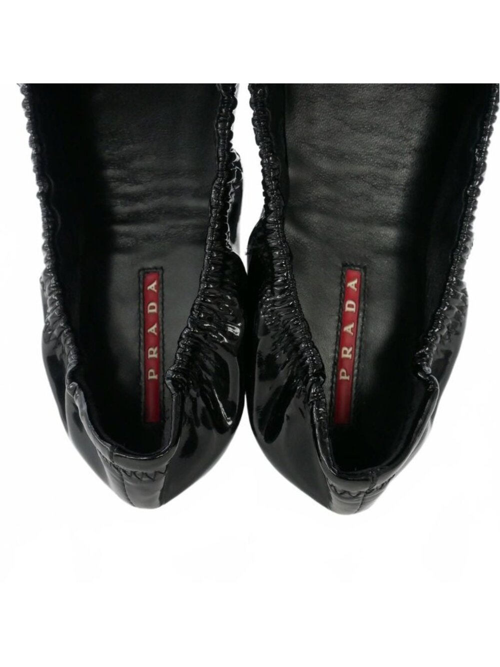 Prada Ribbon Ballet Shoes Flat Enamel 36 Black - Picture 9 of 9